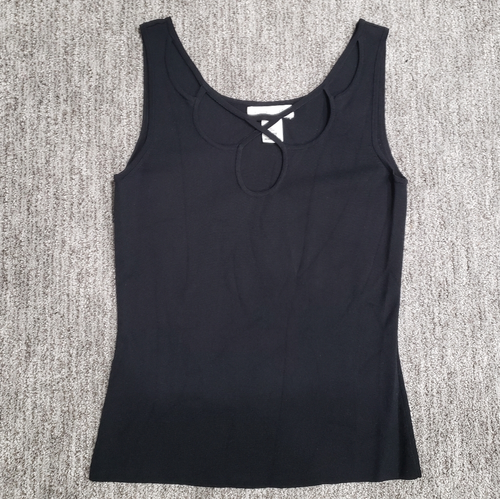 White House Black Market Medium Black Crisscross Sleeveless Tank Top